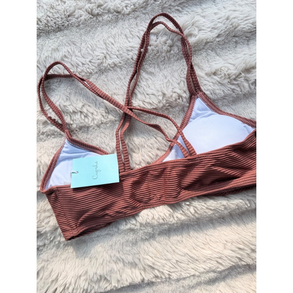 CUPSHE Ribbed Mauve Triangle Bikini Set | NWT - SIZE M - Picture 6 of 8